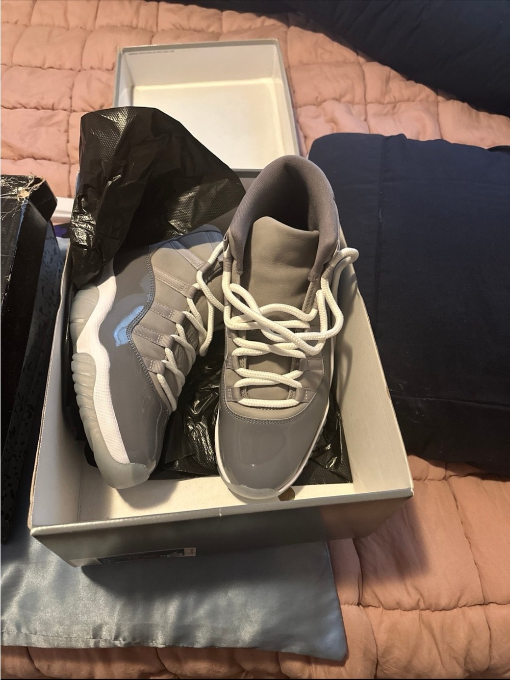 Jordan Women's Grey and White Retro-Style Sneakers
